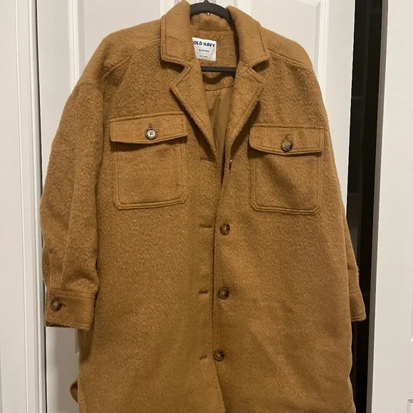 Old Navy Jackets Coats Tan Long Utility Shacket Poshmark